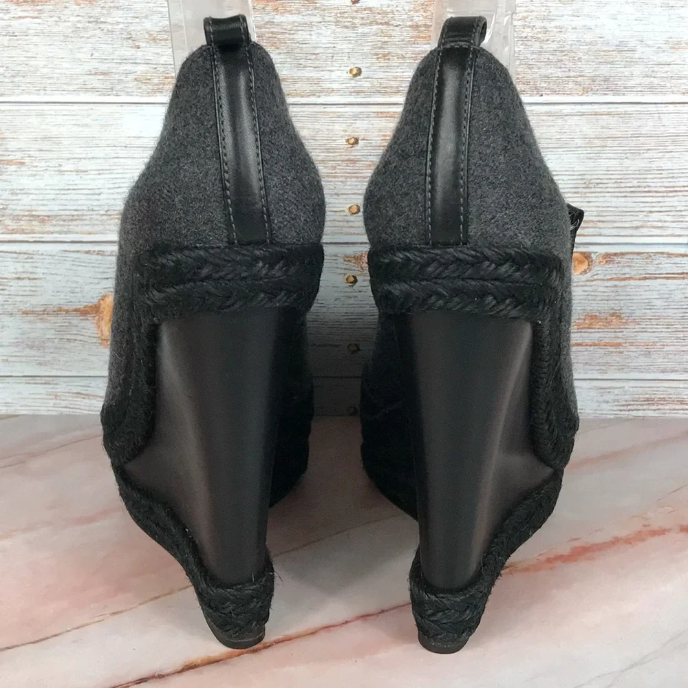Christian Louboutin Deroba Platform Wedge Peep-toe Gray Espadrille